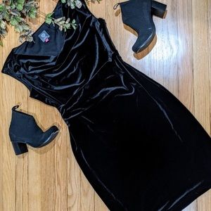 Vince Camuto Black Velvet Cowl Dress size 12